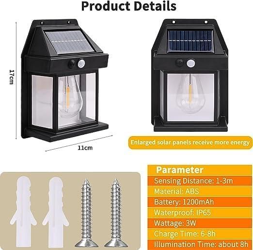 "Solar Wall Light with Sensor for Outdoor Garden & Home – Waterproof LED Lantern Style Lamp (Pack of 2)"