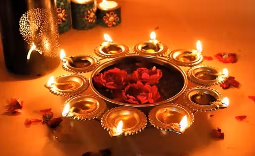 Handicraft studio Metal Urli for Decoration in gold Colour 10 Diya pack of 1 Diwali Decor / home decor.