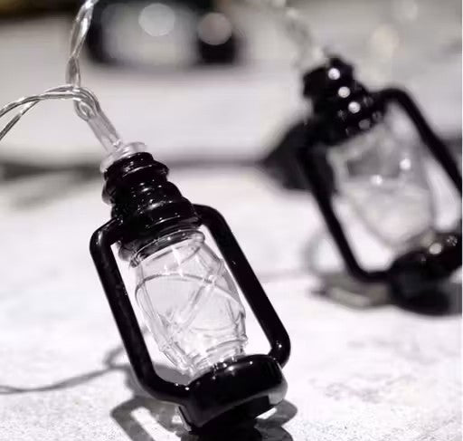 14 LED Lantern String Light 10 feet Black Lantern Fairy Rice LED Series Light for Home, Bedroom Decoration, Diwali Decoration for Birthday Party