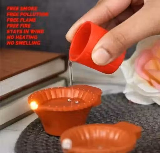 Water Sensor LED Diyas for Home Decor | Festivals Decoration Diwali Light Plastic Table Diya Set ( Pack of 12 )