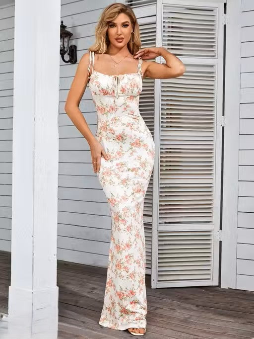 Floral Printed Bodycon Maxi Dress