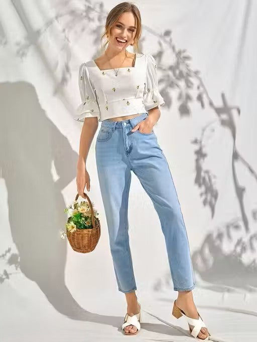 Women's White Floral Top