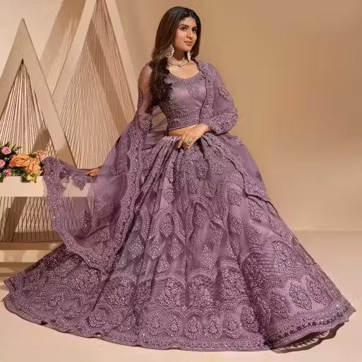 Semi-Stitched Lehenga with Unstitched Blouse and inner fabric with Stitched Dupatta