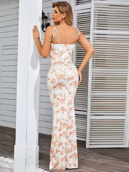 Floral Printed Bodycon Maxi Dress