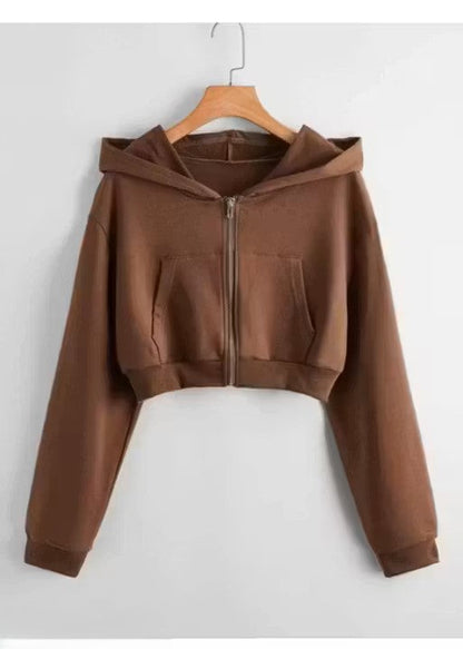 Women Full Sleeve Solid Hooded Sweatshirt