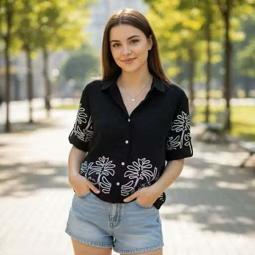 Trendy Oversized Pinstriped Button-Down Shirt