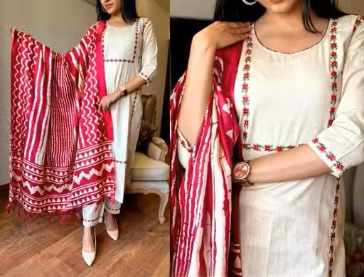 women ethenic cotton kurta and pant set