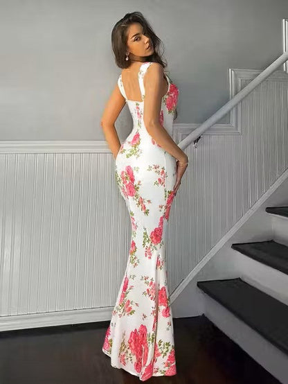 Trendy Floral Bodycon Maxi Dress