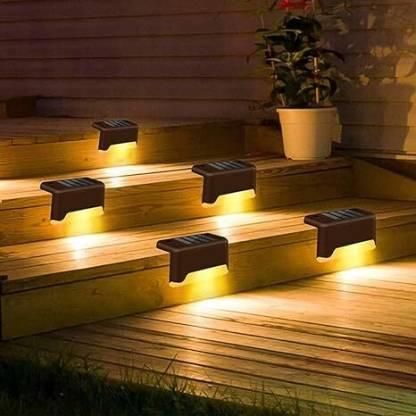 [ PACK OF 4 ]Step Lights Waterproof LED Solar Power Outdoor Fence Light for Deck Stair Railing, Outside Lighting for Wall Garden Backyard Patio Balcony Décor