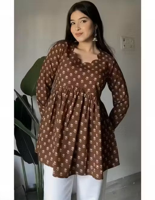 Printed Fancy Short Tunic Top