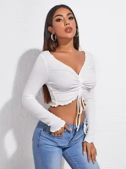 V- neck full sleeve front top