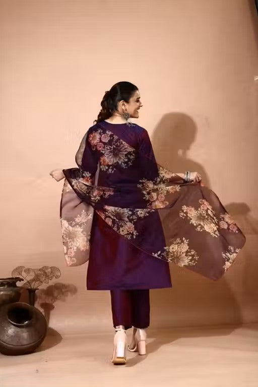 Embroidery Kurti Pant And Dupatta