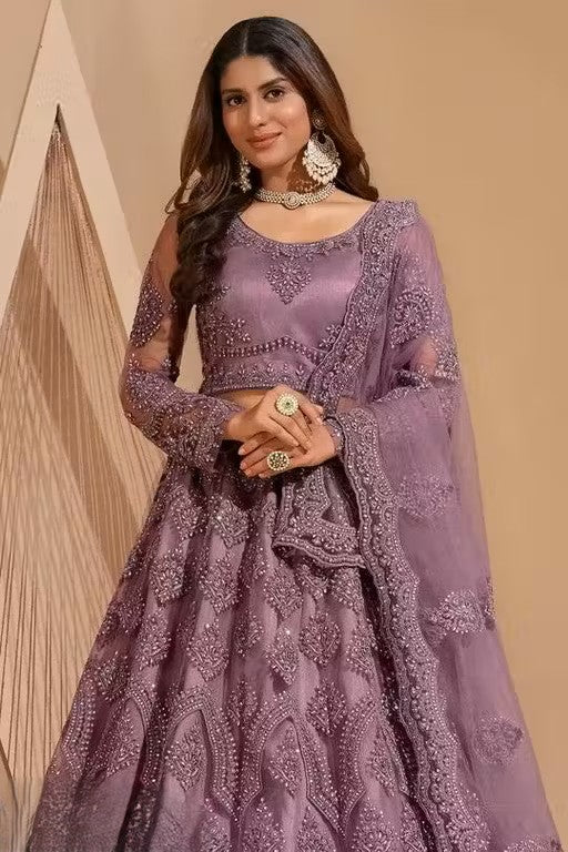 Semi-Stitched Lehenga with Unstitched Blouse and inner fabric with Stitched Dupatta