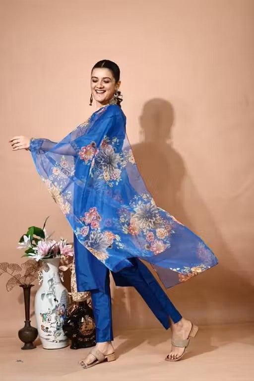 Embroidery Kurti Pant And Dupatta