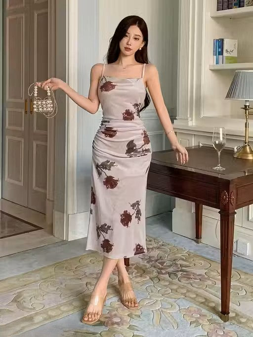 Floral Print Spaghetti Strap Bodycon Dress