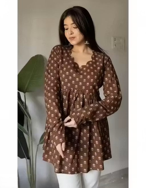 Printed Fancy Short Tunic Top