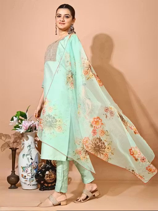 Embroidery Kurti Pant And Dupatta