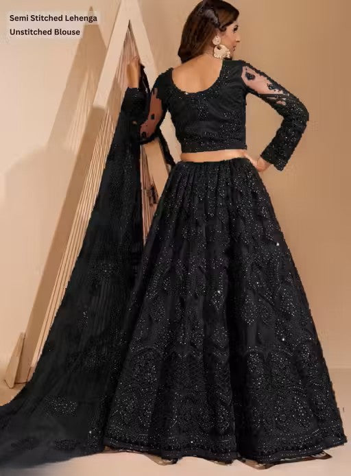 Semi-Stitched Lehenga with Unstitched Blouse and inner fabric with Stitched Dupatta