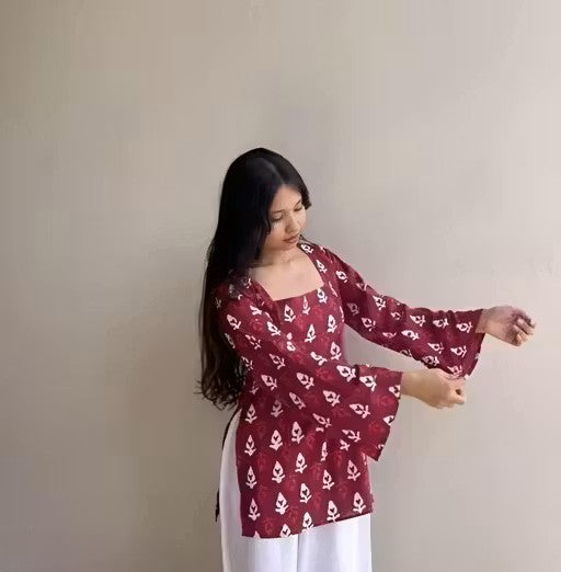 MAHROON PATTI SHORT KURTI