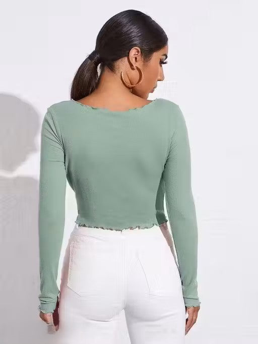 V- neck full sleeve front top