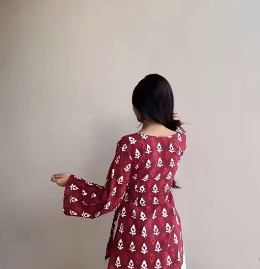 MAHROON PATTI SHORT KURTI