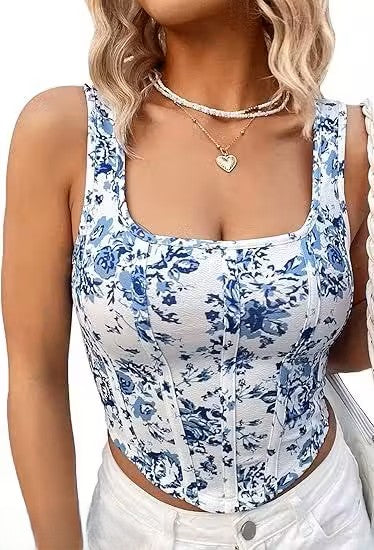 Women's Floral Print Crop Top Sleeveless