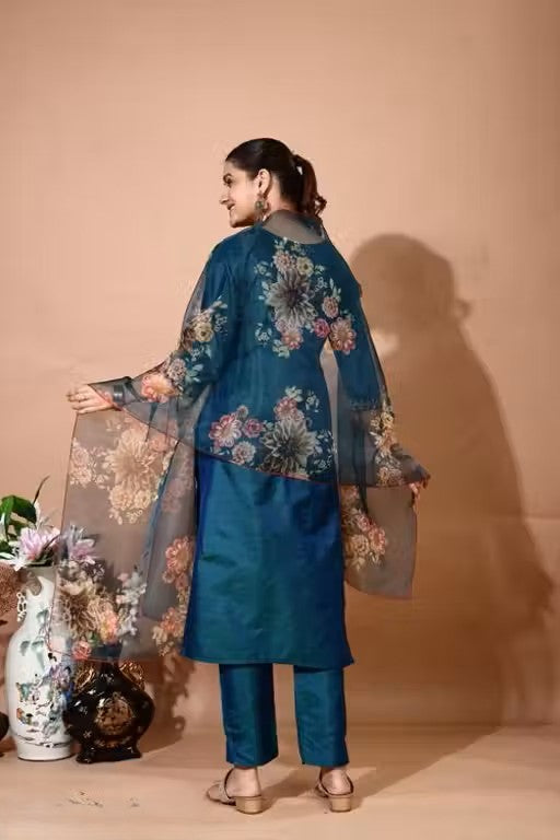 Embroidery Kurti Pant And Dupatta