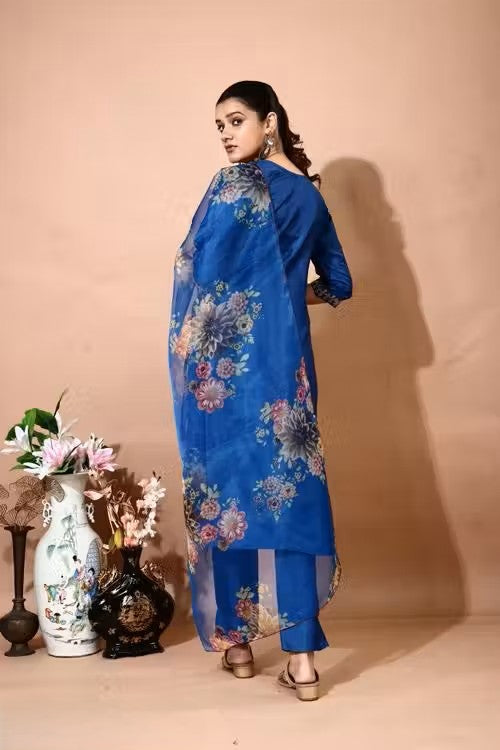 Embroidery Kurti Pant And Dupatta