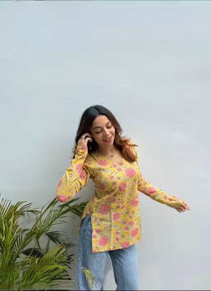 Women’s Stylish Floral Cotton short kurti