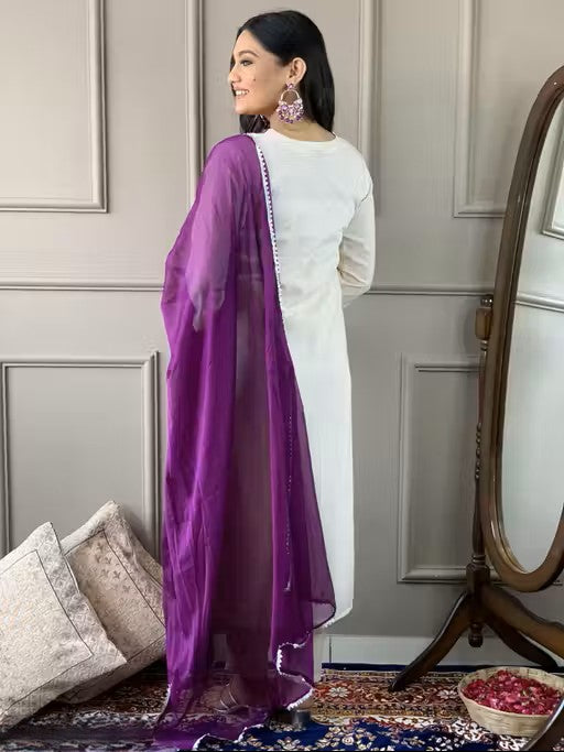 Women Embroidered Straight Kurta with Pants & Dupatta Set