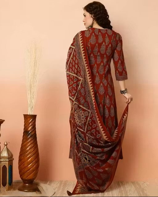 Maroon Kurti Plazzo Dupatta Set