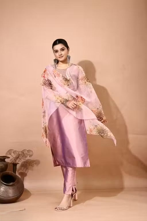 Embroidery Kurti Pant And Dupatta