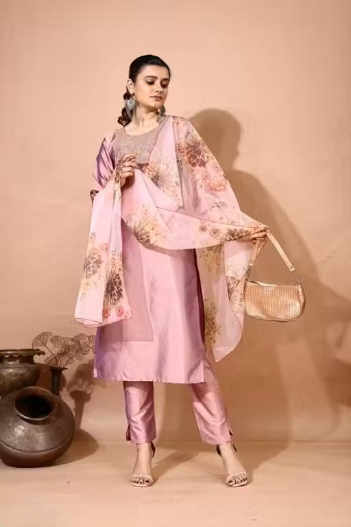 Embroidery Kurti Pant And Dupatta
