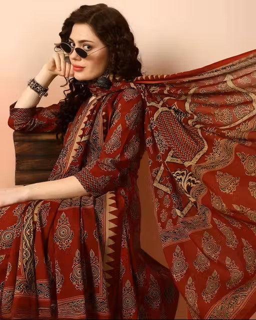 Maroon Kurti Plazzo Dupatta Set