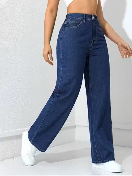 loose fit blue jeans