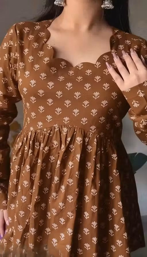 Printed Fancy Short Tunic Top