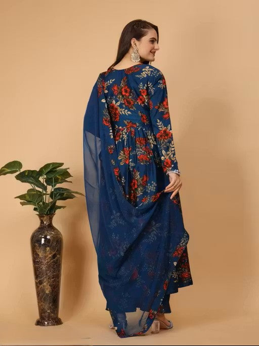 WOMEN'S PRINTED DAILY WEAR KURTA AND PANT SET WITH DUPATTA