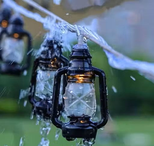 14 LED Lantern String Light 10 feet Black Lantern Fairy Rice LED Series Light for Home, Bedroom Decoration, Diwali Decoration for Birthday Party