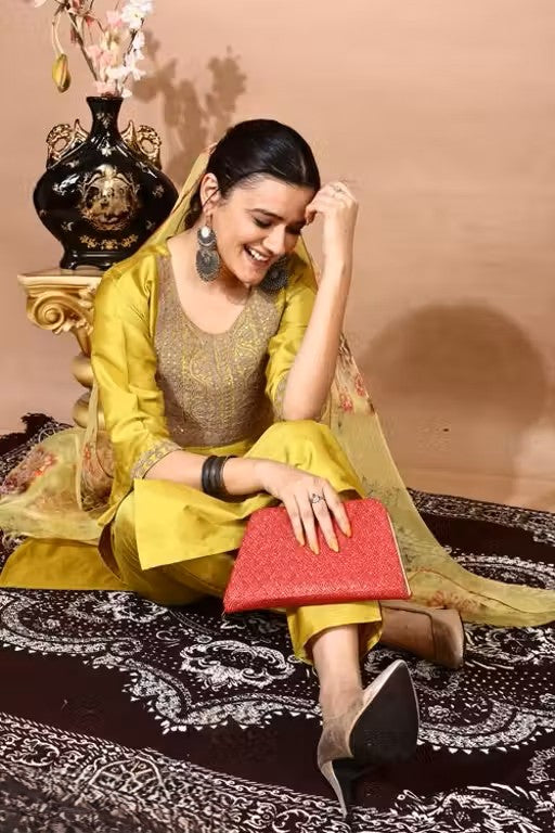 Embroidery Kurti Pant And Dupatta