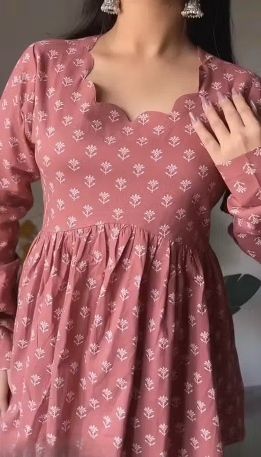 Pink Printed Peplum Top