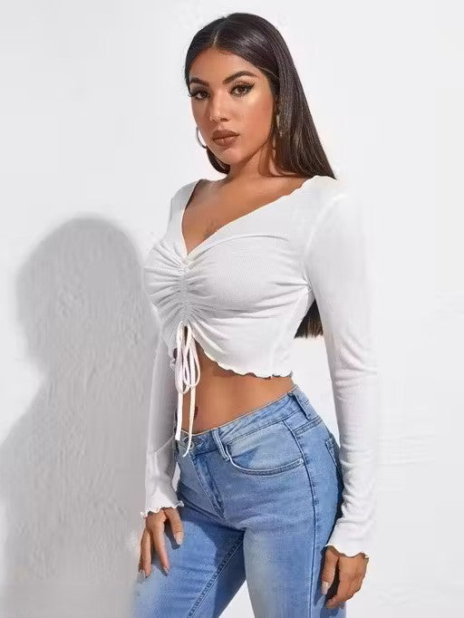 V- neck full sleeve front top