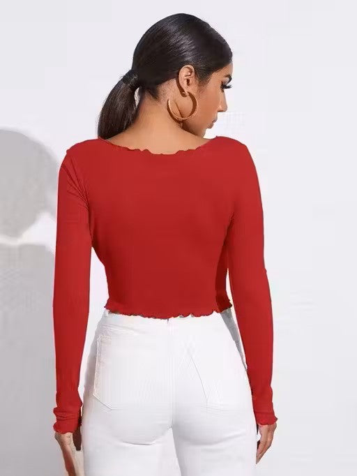 V- neck full sleeve front top