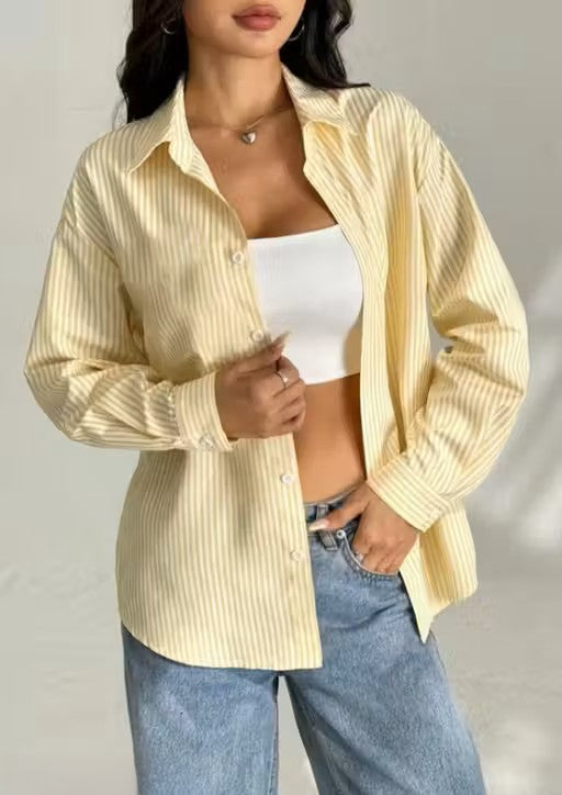 Yellow Striped Shirt For Women