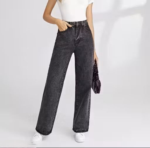 WIDE LEG GREY DENIM JEANS