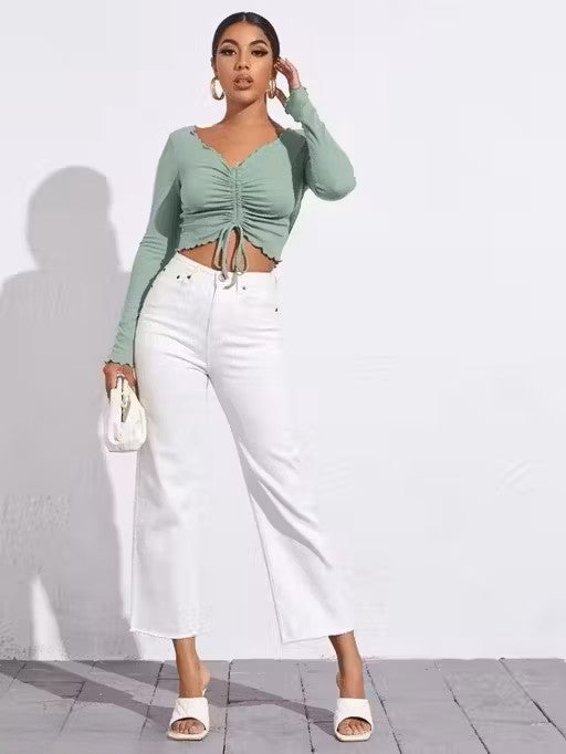 V- neck full sleeve front top