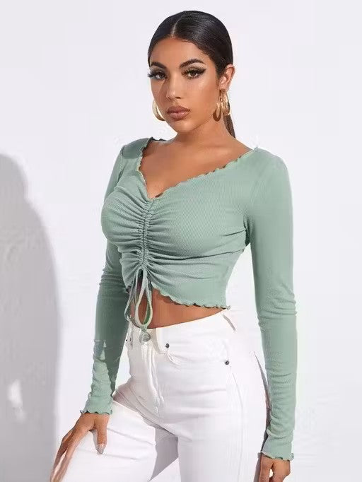 V- neck full sleeve front top