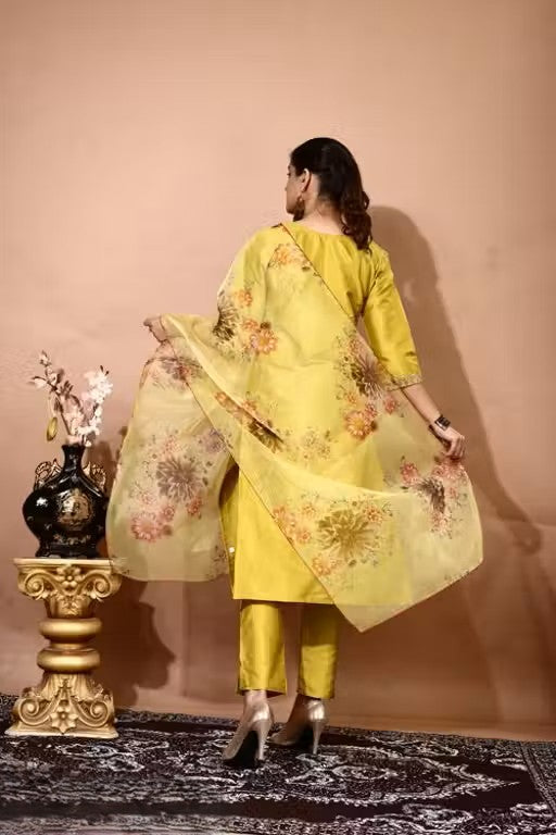 Embroidery Kurti Pant And Dupatta