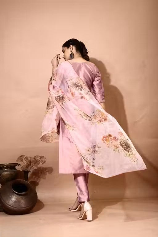 Embroidery Kurti Pant And Dupatta