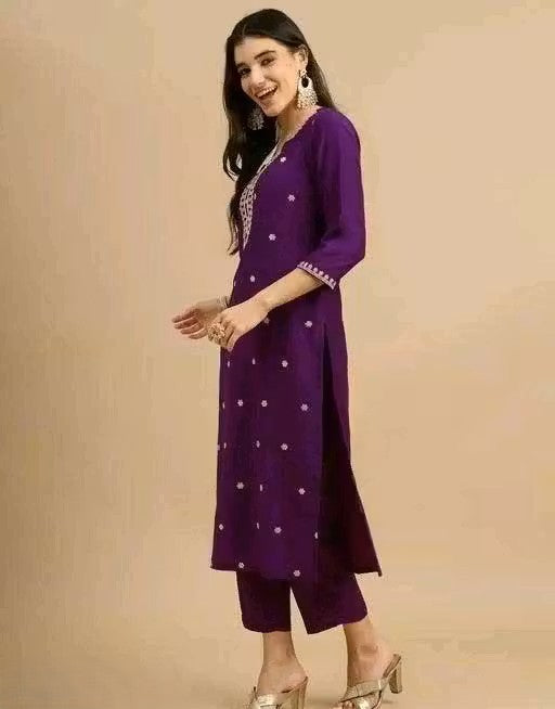 FANCY PURPLE KURTA SET WITH DUPATTA & PANT
