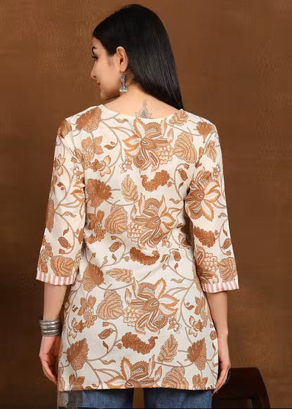 Women Floral Printed Rayon Straight Top